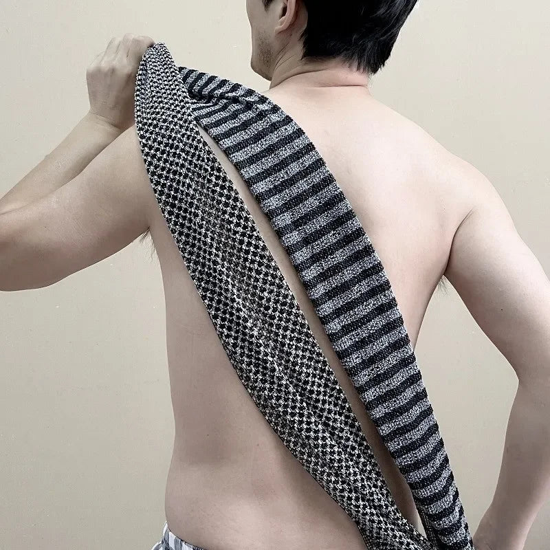Exfoliating Washcloth Back Scrubber for Shower for Men Silver-Ion Multi-Function Foam Bath Towel Ultra-Long Exfoliating Towels