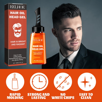 Men'S Hair Wax Gel with Tooth Comb Salon Styling Gel Long-Lasting Instant Fluffy Hair Styling Oil Professional Hair Pomade Oil