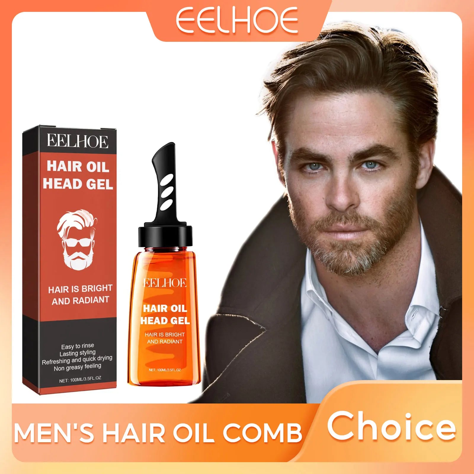 Men'S Hair Wax Gel with Tooth Comb Salon Styling Gel Long-Lasting Instant Fluffy Hair Styling Oil Professional Hair Pomade Oil