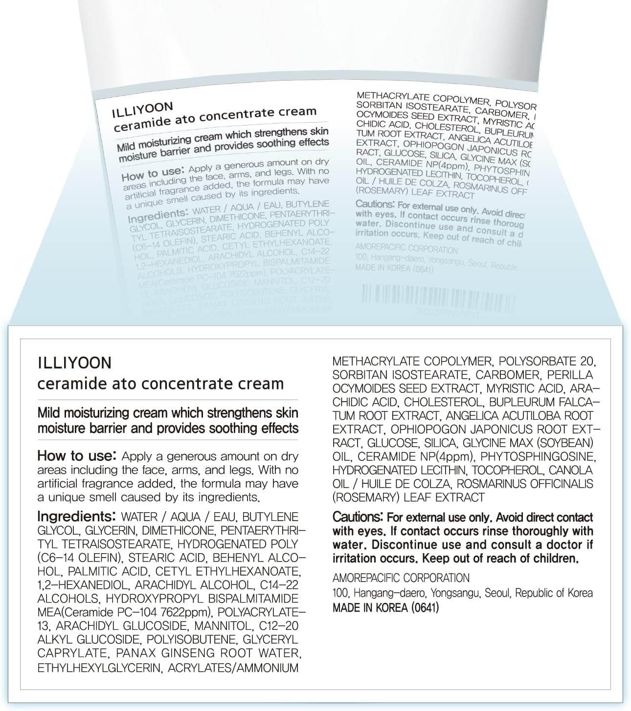 ILLIYOON Ceramide Ato Concentrate Cream (200Ml, 6.76 Fl Oz) | Moisturizer