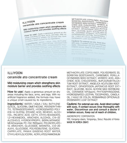 ILLIYOON Ceramide Ato Concentrate Cream (200Ml, 6.76 Fl Oz) | Moisturizer
