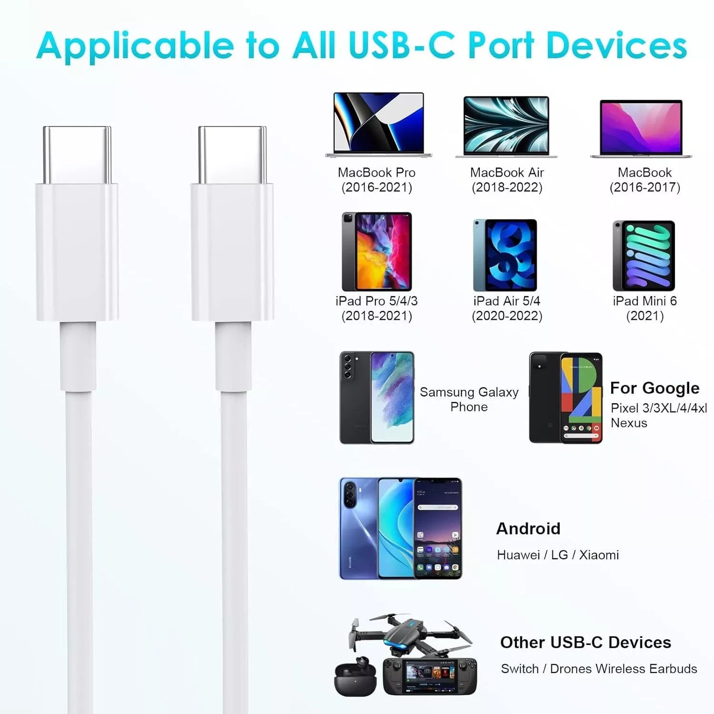 For Phone 17, 16 .15, 14 Pro Max 16 Plus Fast 20W USB-C PD Plug Charger Adapter Cable