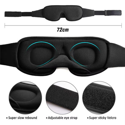 3D Memory Foam Sleep Eye Mask - Soft Padded Shade for Travel and Restful Sleep