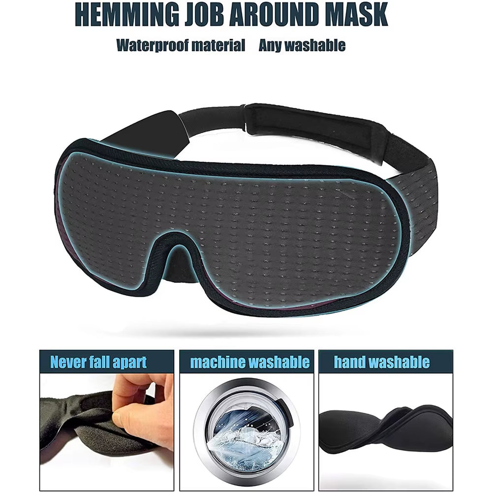 3D Memory Foam Sleep Eye Mask - Soft Padded Shade for Travel and Restful Sleep