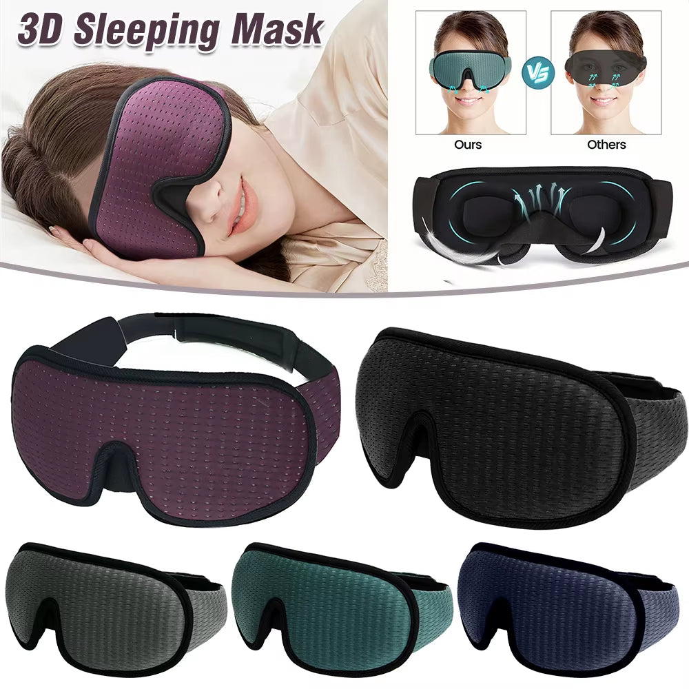 3D Memory Foam Sleep Eye Mask - Soft Padded Shade for Travel and Restful Sleep