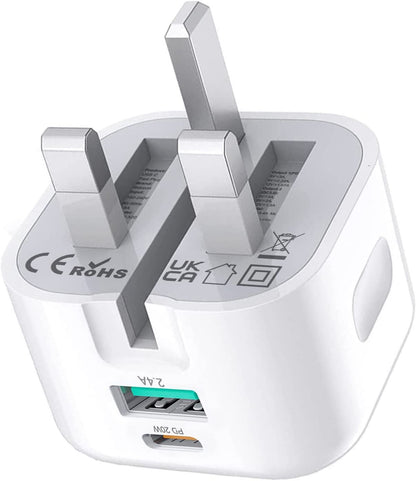 For Phone 17, 16 .15, 14 Pro Max 16 Plus Fast 20W USB-C PD Plug Charger Adapter Cable